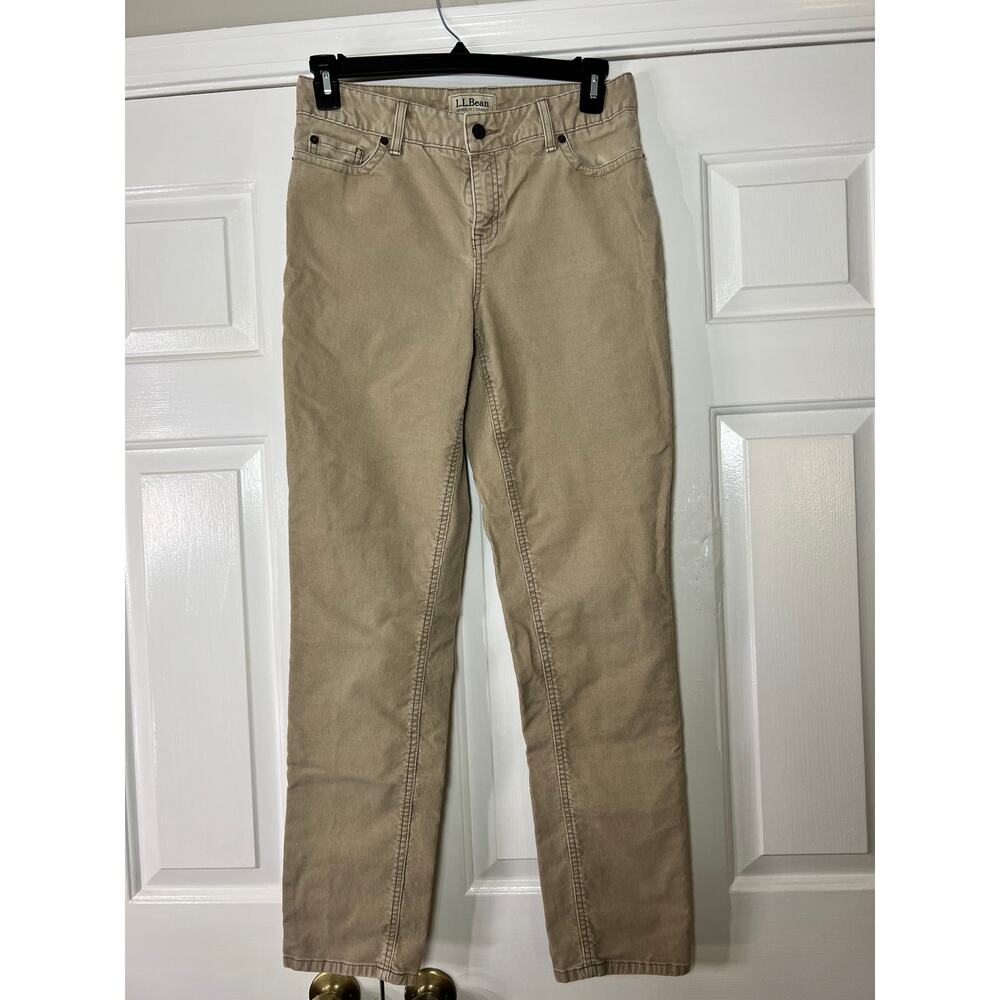 LL Bean Khaki Color Favorite Fit Straight Leg Corduroy Pants
